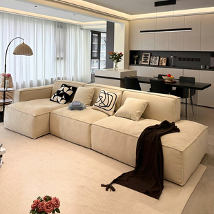 沙发政府补贴艺潮匠温妮沙发布艺法式轻奢风白色豆腐块可拆洗模块