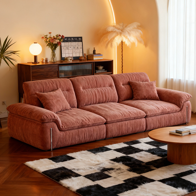 法式简约甜柿子布艺沙发客