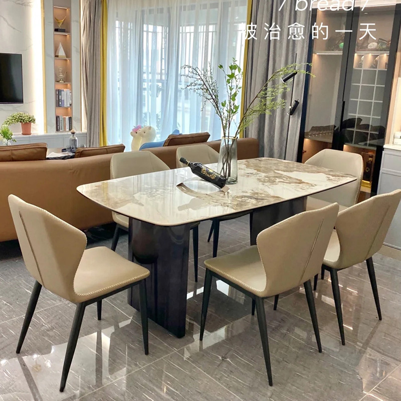 意式依偌岩板餐桌网红现代