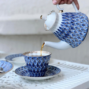 俄皇LOMONOSOV勿忘我系列高颜值咖啡杯碟欧式 精致下午茶茶具套装