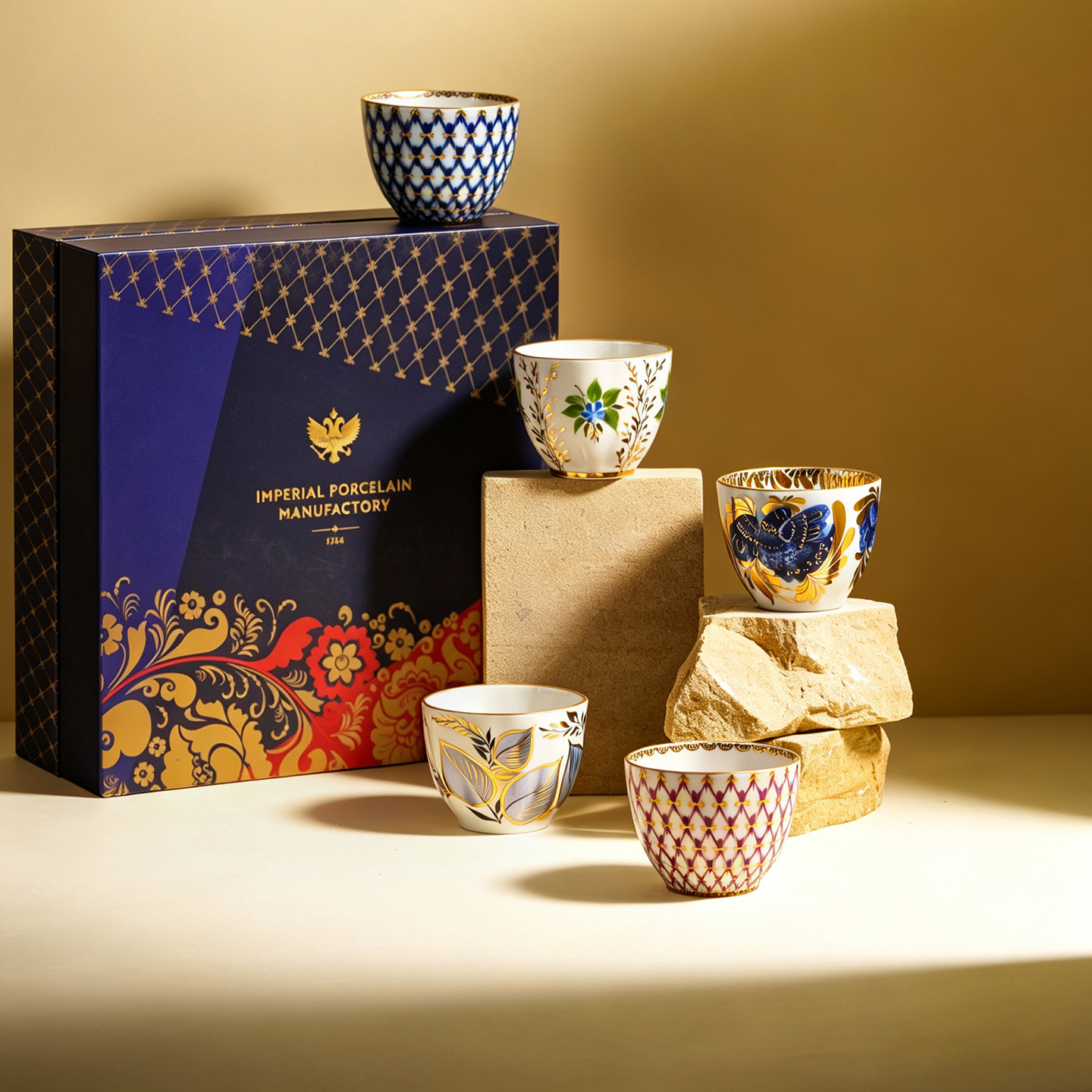 俄皇LOMONOSOV手握杯主人杯高档精致轻奢下午茶小茶杯礼盒套装