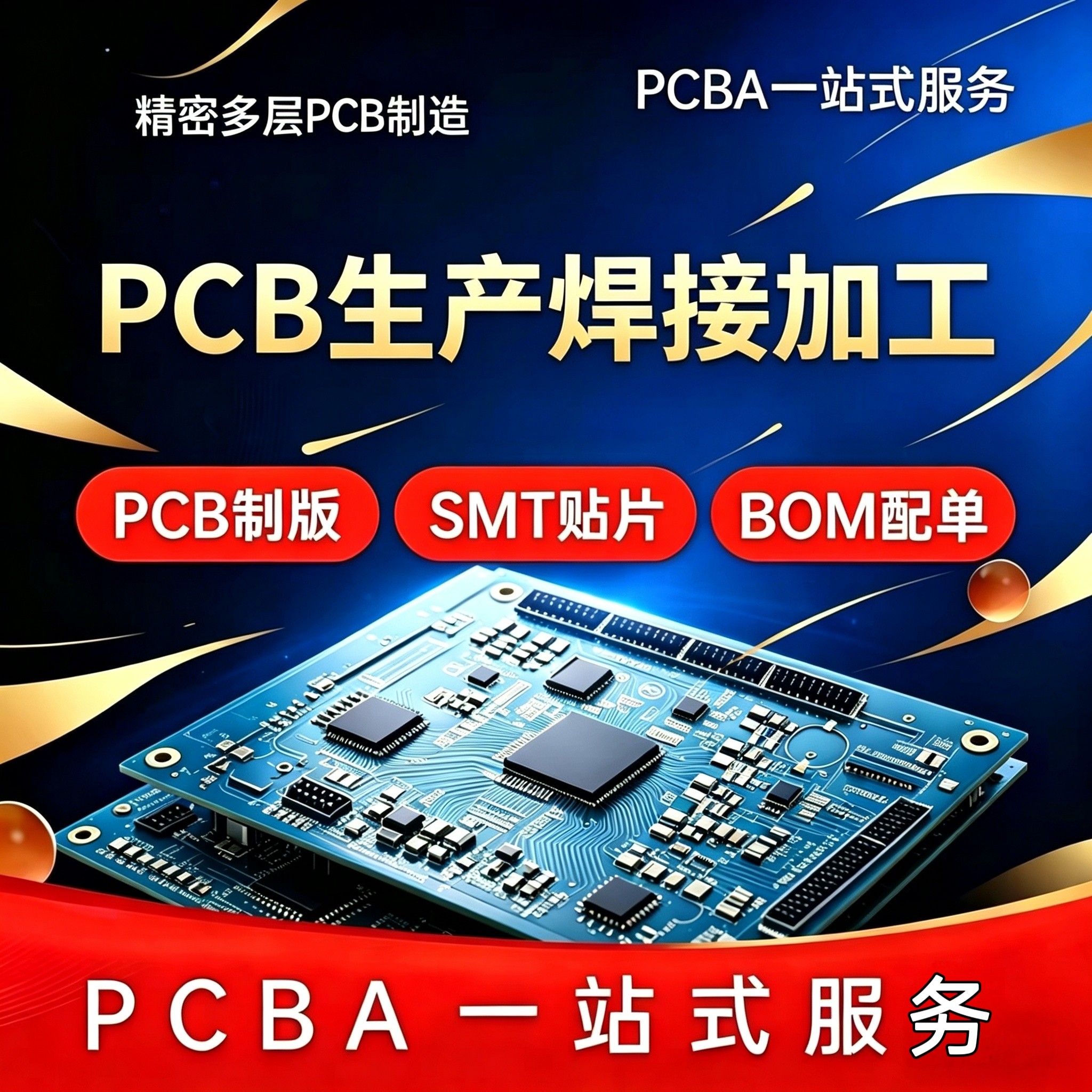 PCB打样SMT贴片手工焊接插件批量生产包工包料抄板线路板加急快板