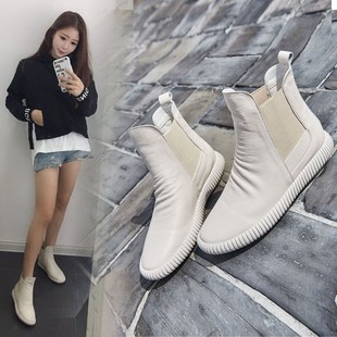 街拍真皮马丁靴女秋靴2025秋冬新款 短靴女平底女靴牛皮女单靴高帮