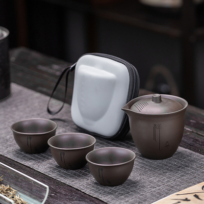 复古紫砂手抓壶便携旅行紫泥茶具