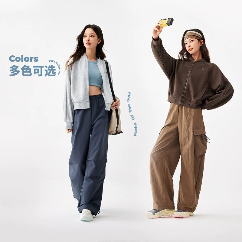 361针织外套女春秋款宽松百搭运动外套插肩袖运动服舒适开襟卫衣