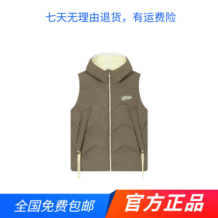 361度正品羽绒马甲2025冬季新品女士连帽保暖短款运动坎肩上衣