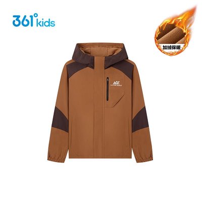 361度官方正品童装男女童梭织加厚外套2025春秋新款中大小童外套