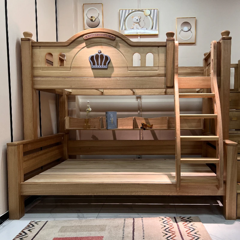 上下床双层床全实木女孩储物交错式儿童床子母床两层床上下铺木床