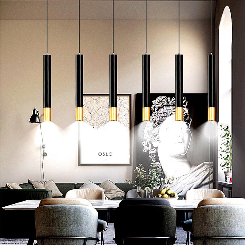 简约LED圆柱长筒餐厅商场吊灯 创意个性单头设计前台咖啡酒吧台灯