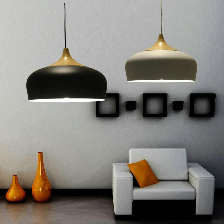 北欧极简复古实木铝材吊灯咖啡厅酒吧吧台展厅创意个性灯罩吊灯