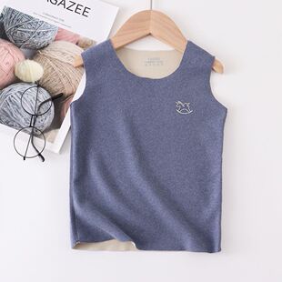 德荣德绒儿童背心男童宝宝加绒女童坎肩秋裤保暖小孩小背心马甲