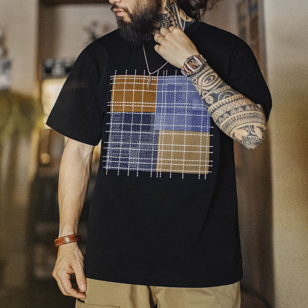 马登工装日系复古撞色拼布短袖T恤纯棉透气设计感半袖Tee男夏,男装,T恤,淘宝优惠券,粉丝福利购,淘宝优惠卷