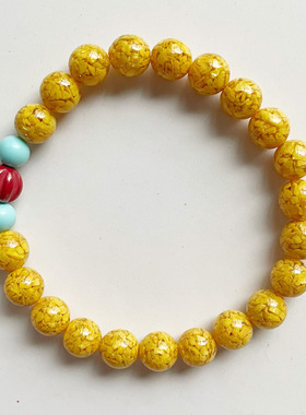 原矿雄黄朱砂手链女款南瓜珠本命年平安绿松晶体砂朱砂手串送礼物