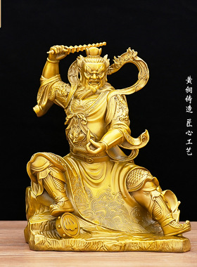 黄铜王灵官神像摆件护法神将太乙雷声应化天尊门神铜像大号工艺品