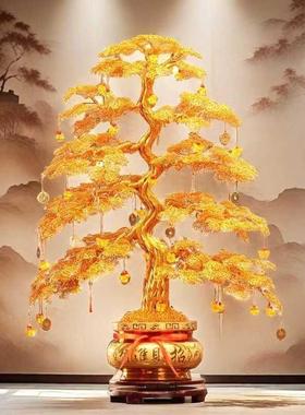 纯手工发财树摇钱树铝线编织摆件工艺品招财客厅装饰品乔迁开业礼