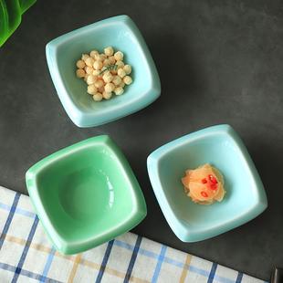 龙泉青瓷四方碟子家用盛菜盘子小吃碟甜品碗可叠放酒店后厨餐具