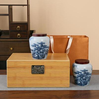 2025新款陶瓷罐茶叶罐木盒包装空盒绿茶普洱通用定制礼盒红茶包装