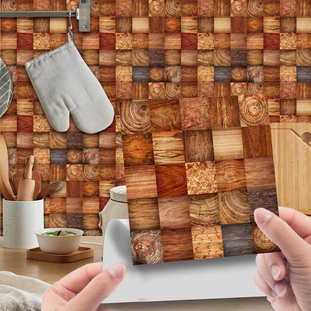 仿真木纹复古楼梯瓷砖地板贴遮丑美化装饰翻新自粘防水不伤墙贴纸