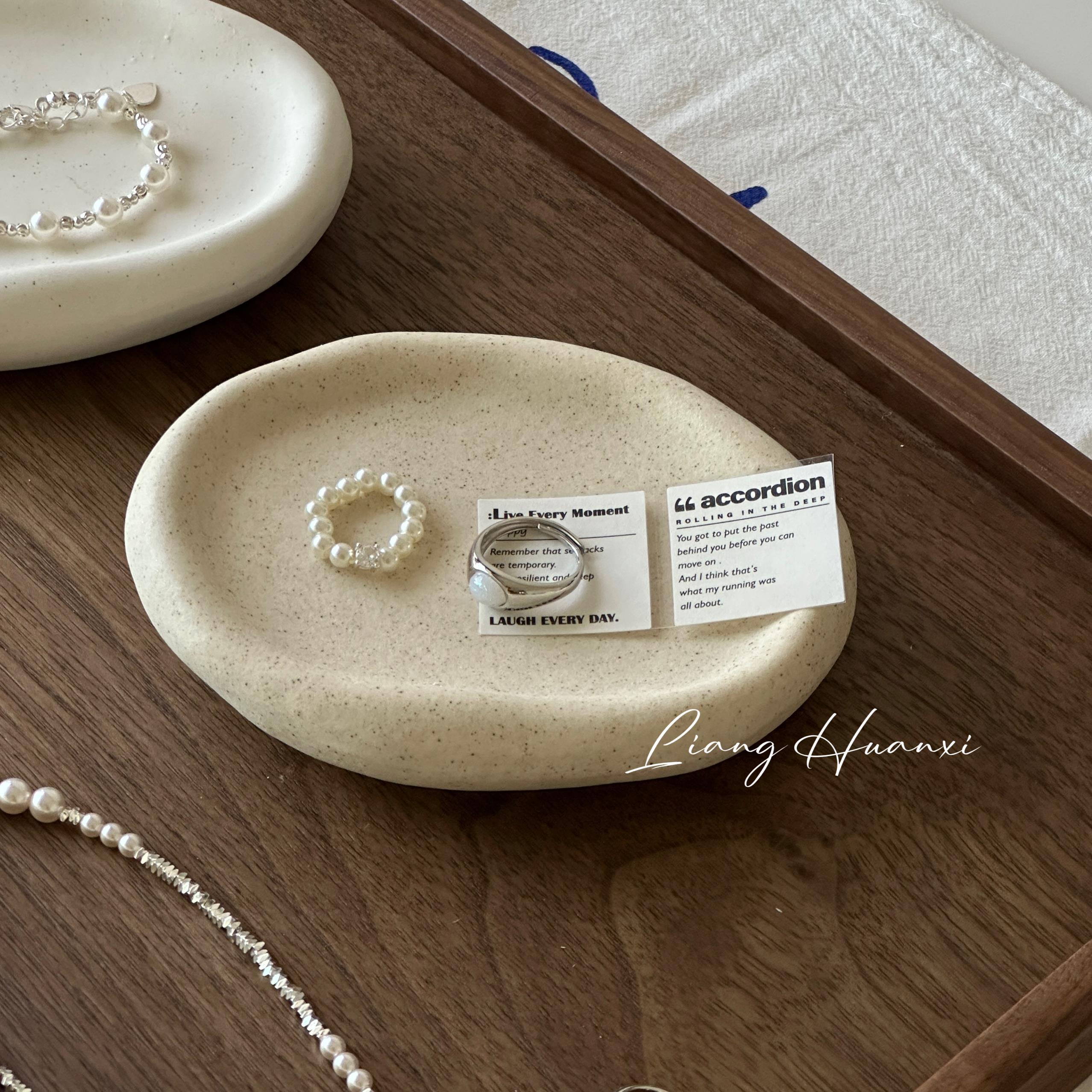 精致覆古陶瓷首饰收纳盘饰品展示架香薰托盘家居软装收纳艺术摆件