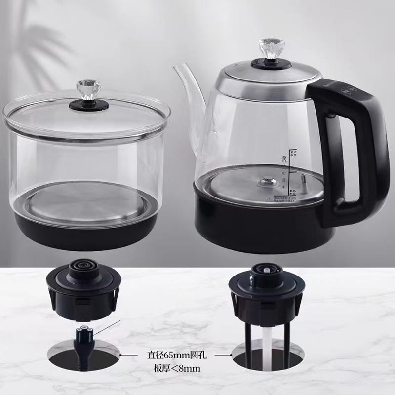 茶世界明灶两孔电茶炉烧水壶全自动底部上水岩板石头茶桌嵌入式