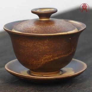 粗陶盖碗三才大号陶瓷泡茶器手抓壶茶壶泡茶碗家用办公室茶具日式