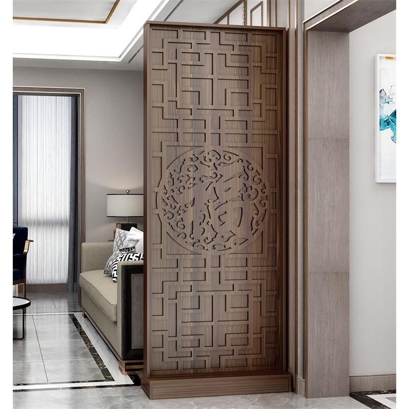 新中式实木屏风隔断玄关柜客厅进门靠墙双面福字不透全遮挡屏风柜