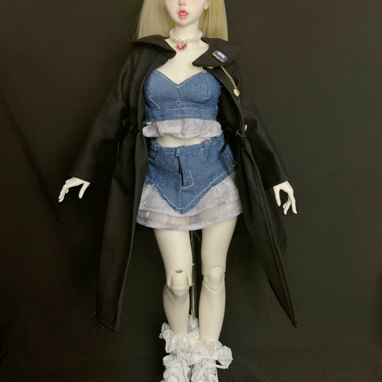 BJD 3分 4分 6分 娃用配饰服饰黑色大衣 风衣 现货