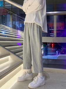 直筒裤休闲潮流宽松显瘦遮肉ins新款日常高级男女秋冬纯色阔腿裤
