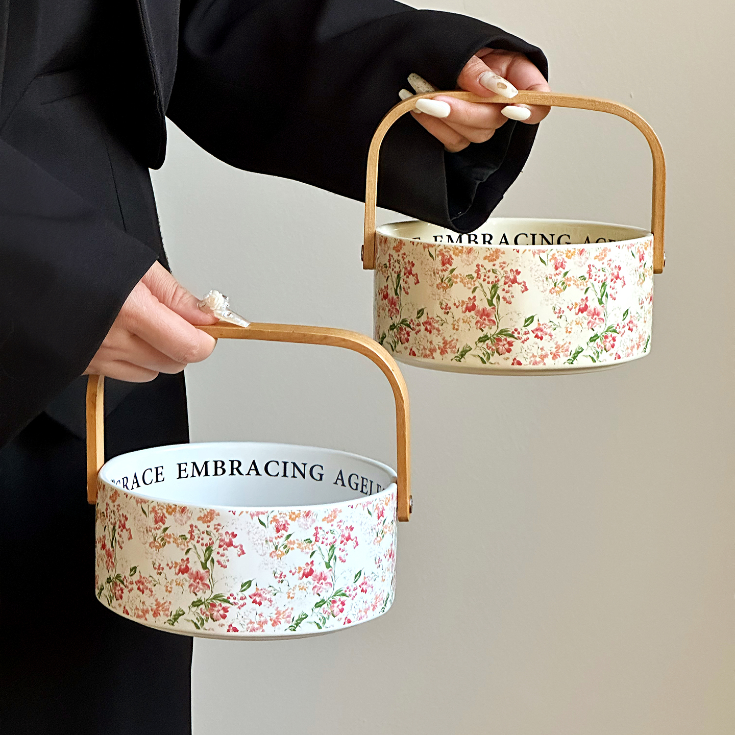 繁花水果盘提篮干果盘零食摆放盘