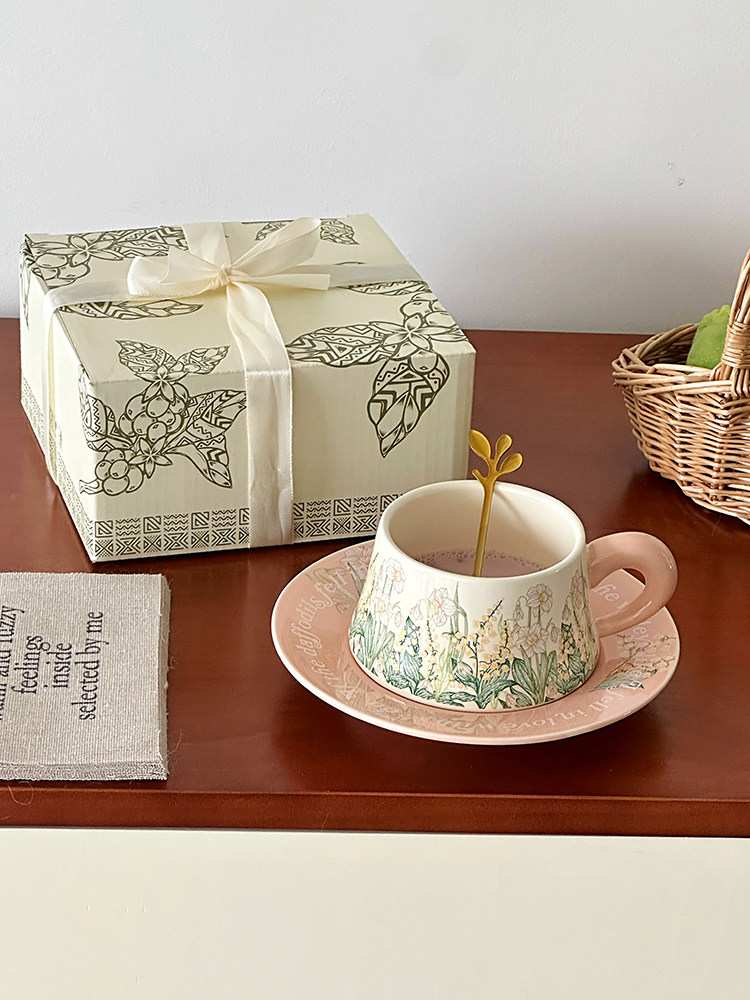 覆古田园风铃花陶瓷马克杯咖啡杯碟套装大容量女生下午茶生日礼物,餐饮具,咖啡杯,淘宝优惠券,粉丝福利购,淘宝优惠卷
