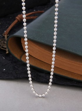 s925纯银圆珠项链女个性百搭简约
