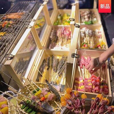 烧鸟展示木盒创意烤串摆摊日料寿司盒刺身拼盘餐厅日式烧烤展带盖