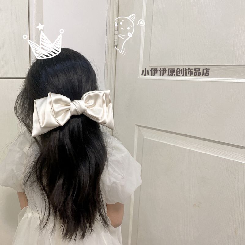 儿童可爱缎面大蝴蝶结发夹小女孩发饰