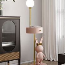 奶糖兔落地燈置物架客廳輕奢風設計感網紅臥室少女兒童房立式臺燈
