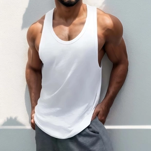运动健身背心无袖 坎肩 棉T恤肌肉男显壮健身衣训练服运动跑步美式