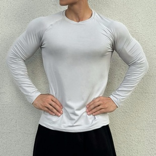 训练服户外跑步登山长袖 高弹运动长袖 男健身T恤抗皱科技速干修身