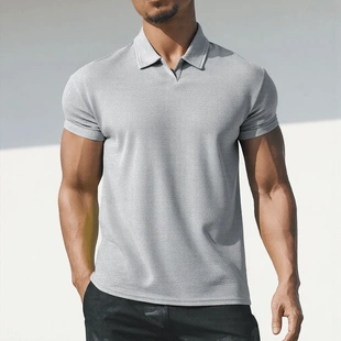 大码 T恤衫 男士 运动户外潮收袖 2025新款 口POLO衫 华夫格健身衣短袖