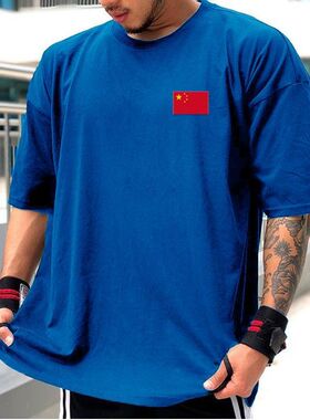 2022肌肉男士健身短袖男跑步器械训练大码宽松运动T恤衣服潮