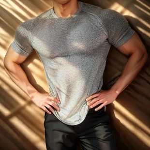 紧身衣男运动透气高弹速干T恤健身训练上衣纯色 潮男短袖