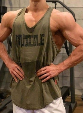 美式无袖工字背心吸汗显肌肉锻炼运动宽松透气撸铁训练健身上衣男