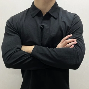 长袖 秋季 亨利领POLO衫 百搭新中式 免烫抗皱透气显型运动休闲 男士