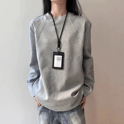 秋冬男女款春秋季重磅圆领boxy潮牌休闲运动卫衣正肩内搭打底衫