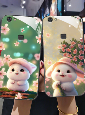 适用于vivox6plus手机壳vivox6新款保护套vivix6s软边玻璃壳x6潮流viv0x6d卡通兔vivo x6as创意女x6plusa防摔