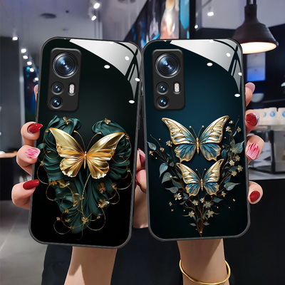 适用于小米12手机壳mi12pro天玑版/12pro/12x/12青春新款2112123AC玻璃壳12ultra时尚高级女xm硅胶软边12超薄