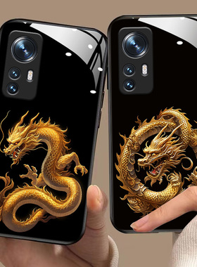 适用于小米12手机壳mi12x/12pro天玑版/12ultra/12lite龙年生肖新款2201122C男2207122MC女2112123AC玻璃壳