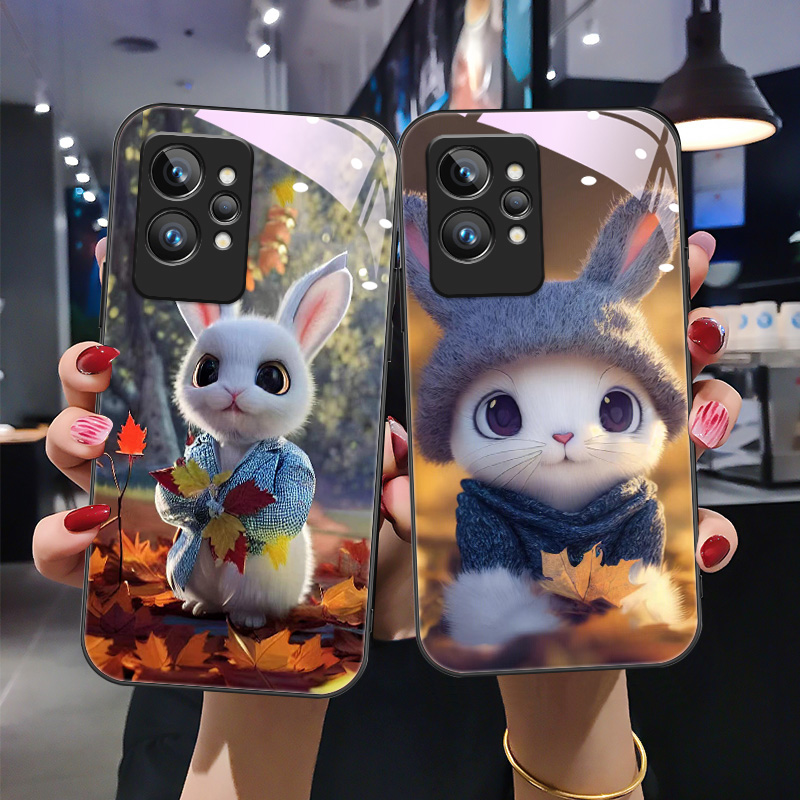 高清卡通兔钢化玻璃手机壳