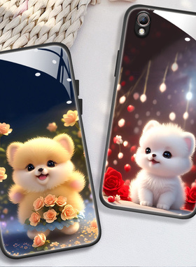 适用于oppor9s手机壳r9Spuls/r9新款oppo钢化玻璃壳oppr9tm全包软边opop卡通可爱狗狗R9Splu个性r9sm高级女潮
