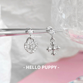 hellopuppy爱心十字架吊坠耳骨钉精致少女心医用钛钢叠戴闪闪简约