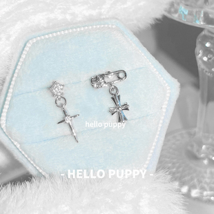 hellopuppy钛合金耳钉十字架1.2粗0.9牙口内螺旋精致耳骨钉耳蜗钉