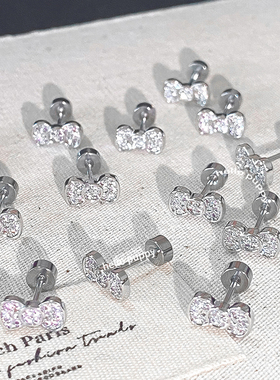 hellopuppy定制款可爱Kitty蝴蝶结耳骨钉耳钉可选杆长杆粗精致女